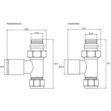 Plieger Como design radiator aansluitset recht incl. koppeling 15 mm zwart