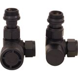 Plieger Como Design Radiator Aansluitset Universeel Dubbel Haaks Incl. Koppeling 15 Mm Mat Zwart