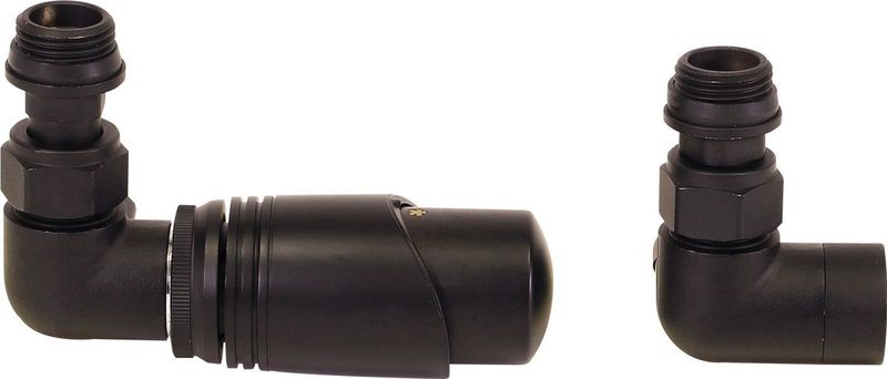 Plieger Como Design Radiator Aansluitset Universeel Dubbel Haaks Incl. Koppeling 15 Mm Mat Zwart