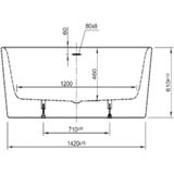 Ligbad back to wall plieger kansas 155x80x60 cm glanzend wit