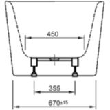 Ligbad back to wall plieger kansas 155x80x60 cm glanzend wit