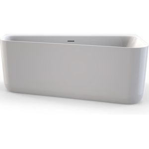 Ligbad Back To Wall Plieger Kansas Asymmetrisch Rechts 155 cm Glanzend Wit