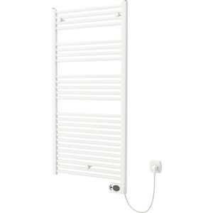 Plieger Elba Elektrische handdoekradiator – Handdoek verwarmer – Met klokthermostaat – 126.2 cm x 50 cm – 500 Watt – Wit