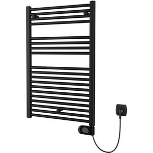 Plieger Elba Elektrische handdoekradiator – Handdoek verwarmer – Met klokthermostaat – 94.2 cm x 50 cm – 500 Watt – Mat zwart