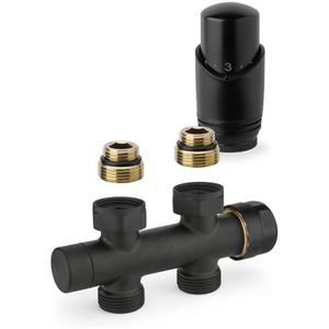 Plieger - Valvola Design - Onderblok Radiator Set - Zwart - Recht