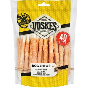 Voskes - Rawhide Kip Sticks - Snack - Runderhuid - Kip - 40 Stuks