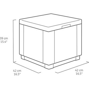 ALLIBERT JARDIN Tafel kubus, rotanlook, gevlochten, met 60 l, 42 x 42 x 39 cm, grafiet
