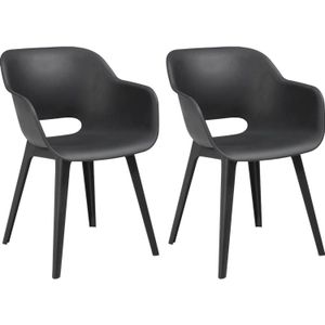 Keter - Akola Tuinstoelen - 2 Stuks - Grafiet - Kunststof