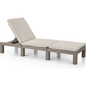 Allibert by Keter Daytona Deluxe, zonneligstoel voor tuin, terras en balkon, met verstelbaar hoofdeinde, cappuccino, incl. kussen, tuinligstoel van kunststof, platte rotanlook, 195 x 65 x 25,5 cm