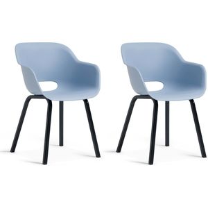 Keter Noa Tuinstoel - 2 stuks - 55x56,5x80cm - metalen frame - Blauw
