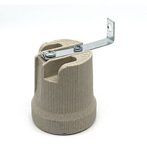 Handson lampfitting porselein - E27 - Haakse beugel - Max 60 watt