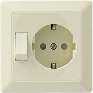 GAMMA - Serie Everest - Combinatieschakelaar - Inbouw - Wandcontactdoos met Randaarde + Lichtschakelaar in 1 Inbouwdoos - Crème