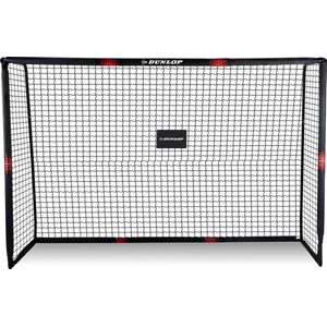 Dunlop Voetbaldoel - Voetbal Goal 300 x 200 x 120 cm - Voetbalgoal Groot - Buitenspeelgoed voor Kinderen en Volwassenen - Snelle Montage - Voetbal Training Doel - Metaal - Zwart/ Rood