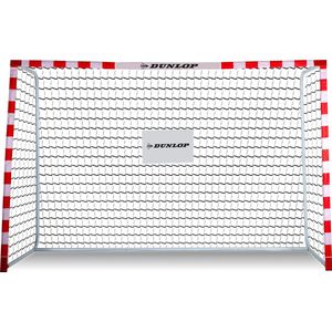 Dunlop Voetbaldoel - 300 x 200 x 110 CM - Metaal - Voetbaltrainingsmateriaal - Makkelijke Montage - Wit/ Rood