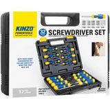 Kinzo Schroevendraaierset 32-Delig - Incl. Koffer - Schroevendraaiers met Magnetische Tip - Zwart, Geel, Blauw