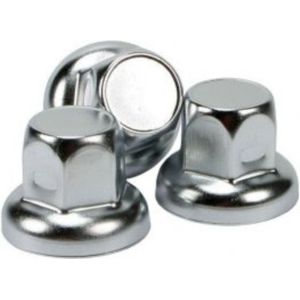 All Ride Wielmoerdoppen 33MM - Set van 10 - voor Wielbouten Vrachtwagen - Chroom - Zilver