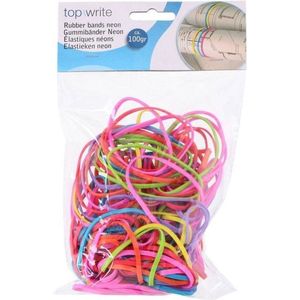 Top Write - Dunne elastiekjes in neon kleuren - 130 stuks