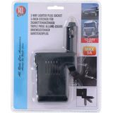 All Ride - 3-Weg Verdeelstekker - Zwart - Kunststof/Metaal - 12/24Volt