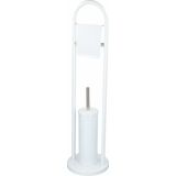 Alpina Toiletbutler - toiletborstel met WC rolhouder - 22 x 80 cm - wit - metaal - vrijstaand