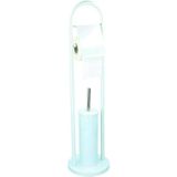 Alpina Toiletbutler - toiletborstel met WC rolhouder - 22 x 80 cm - wit - metaal - vrijstaand