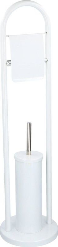 Alpina Toiletbutler - toiletborstel met WC rolhouder - 22 x 80 cm - wit - metaal - vrijstaand