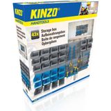 Kinzo Wandpaneel voor gereedschap, 43 PZ, met containers en haken van kunststof