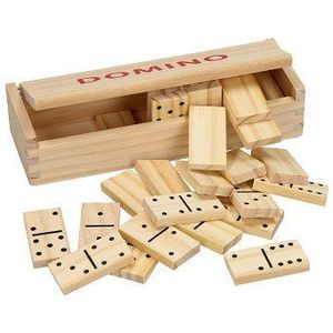 Domino stenen 28x stuks in houten kistje