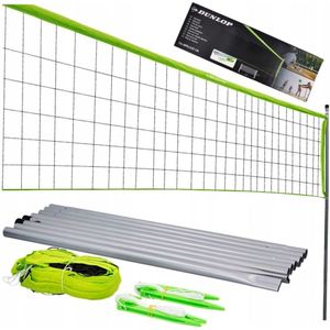 Dunlop Sportnet 609 x 220 cm, volleybalnet, tennisnet, badmintonnet, complete set met stangen, net, grondankers en spankabels, veelzijdig inzetbaar, groen/zwart