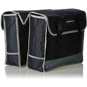 Robuuste dubbele tas (36 x 30 x 12 cm) met reflector, willekeurige uitvoering, zwart