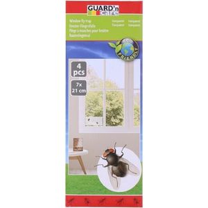 Guard´n Care Vliegenvangers Plakstrip - Vliegenval Raam 4 Stuks - Kleefstrips voor Binnen - Insectenvanger 7 x 21 cm - Vrij van Pesticide - Kleefband van Papier - Transparant
