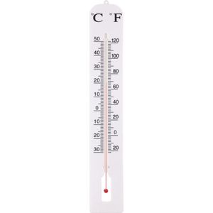 Kinzo - Buiten thermometer wit 39 cm - Kunststof tuinthermometers - Tuin artikelen