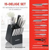 alpina Messenset - Messenblok - 15-delig - RVS - Zwart/ Zilver