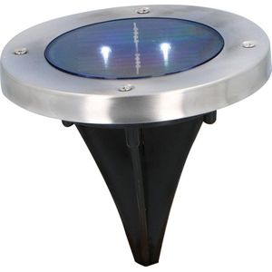 Solar grondspot | Grundig | Ø 12 cm (2 leds, Schemersensor, Rond, RVS)