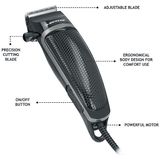 DUNLOP Tondeuse - Krachtige 3 Watt Motor - met Snoer - 4 Opzetkammen - met Schaar en Kam