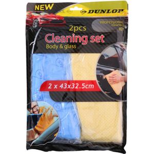 Dunlop Poetsset - 2x Poetsdoeken - zeemspons - auto / ramen - Auto accessoires