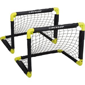 Dunlop Voetbaldoel 50 x 44 x 44 cm - Voetbaldoeltjes Set van 2 - Voetbalgoal Opvouwbaar - Voetbal Goal Makkelijk Opbergen - Voetbal Training Goals voor Kinderen - Kunststof - Zwart/ Geel