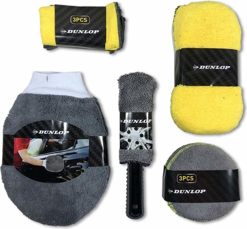 Dunlop Microvezel schoonmaakset - auto exterieur & interieur - 9-delig - krasvrij reinigen