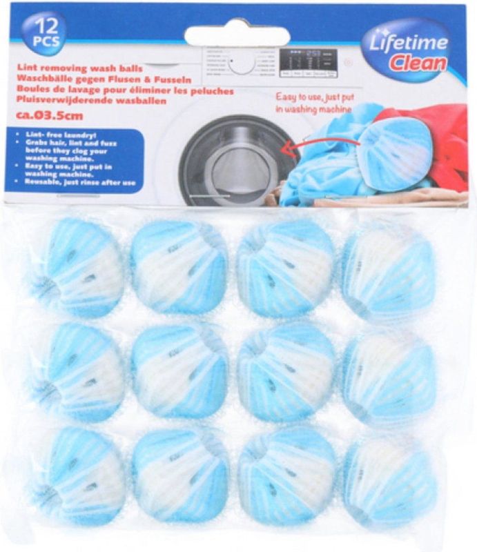 Lifetime Wasballen - Anti-pluis - Gripoppervlak - 12 stuks - Wasbaar tot 60°C