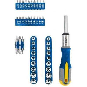 Kinzo Gereedschapset: Bitset/ Doppenset met Ratel - 52-Delig - Ergonomische Greep