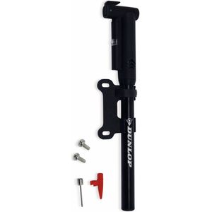 Dunlop Mini Fietspomp - Fietspomp Incl. Houder, Schrader Ventiel en Presa Ventiel - Fietspomp met Drukmeter - Meet in PSI en BAR - Onderweg je Banden Oppompen - Kunststof - Zwart