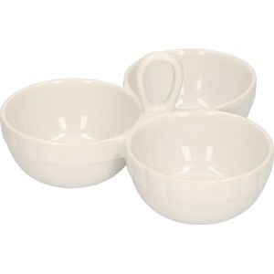 Alpina Snackschaaltje - 3-vaks - porselein - 20 cm - borrelschaal - serveerschaal