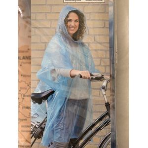 Regenponcho LIFETIME blauw / doorschijnend met capuchon unisex 1 maat Zeer populair !!!
