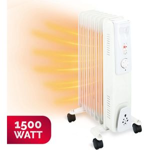 alpina Elektrische Olieradiator - Kachel met Thermostaat - Elektrische Verwarming - Bijverwarming - 1500W - Wit