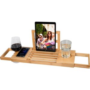 Zeller Badkuipplank/badrek - zwart - bamboe hout - 70x20x3,5 cm | Leen Bakker