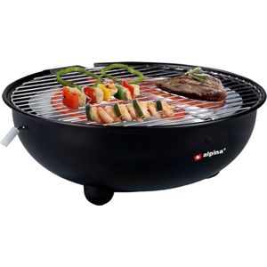 alpina Elektrische BBQ - Tafel-Barbecue - Geen Rook - Binnen Barbecueën - 1250W - Ø 30 Cm - Zwart