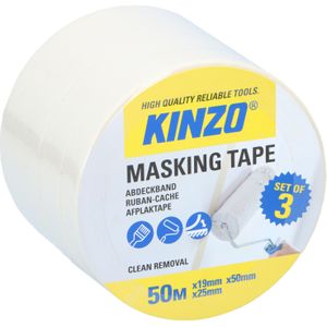 KINZO Abdeck-Klebeband-Set 3-teilig, 19/25/50 mm x 50 m