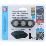 All Ride - Driewegstekker - Zwart - Kunststof en Metaal - 12/24Volt