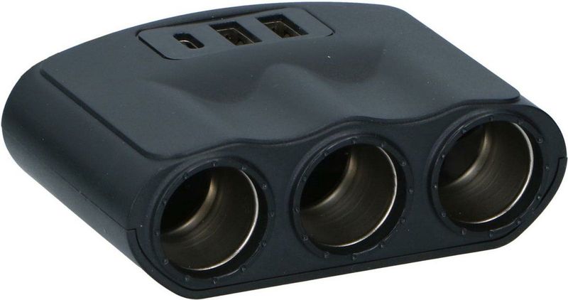 All Ride - Driewegstekker - Zwart - Kunststof en Metaal - 12/24Volt