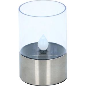 Grundig Solar Windlicht Ø7,5x11cm zilver Kunststof Grundig Tafellamp (8.0000cm x 8.0000cm)