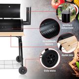 BBQ collection Smokerbarbecue - BBQ Smoker - met Aparte Smoker - Instelbare Schoorsteen - 104 x 58 x 114 cm